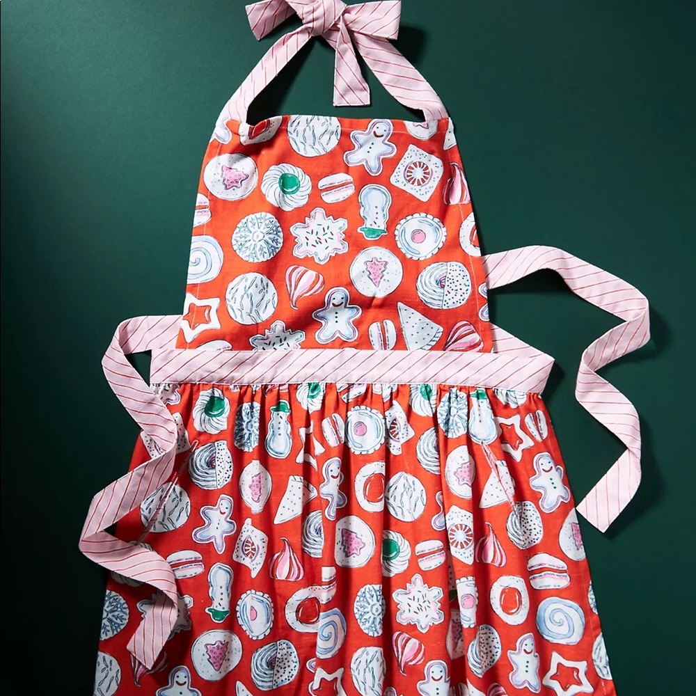 Anthropologie Red and Pink Holiday Apron